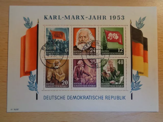 Ddr 1953 Marken Block 8A Gezähnt  Karl Marx Jahr Gestempelt