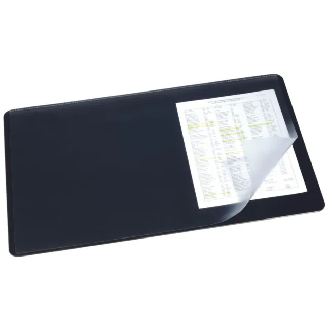Durable Desk Mat with Overlay W650 x D520mm Black/Clear 7203/01