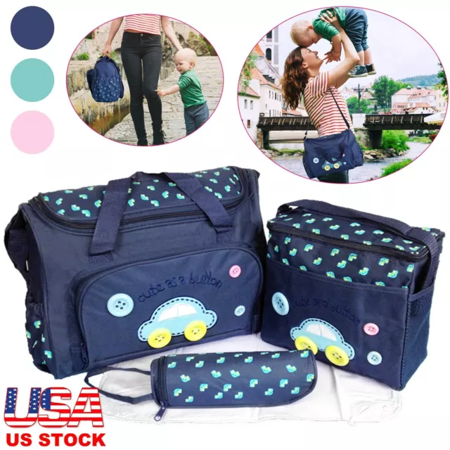 4pcs/Set Fashion Baby Diaper Bag Larger Mummy Handbag Mom Maternity Nappy Tote 2