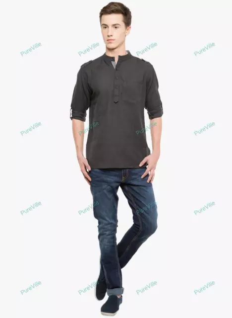 Hommes Kurta Solide Homme Coton Kurta Grande Taille Chemise Kurta Half