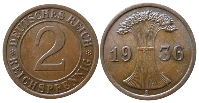 J314   2 Reichspfennig WEIMAR 1936 A in f.STG  502894