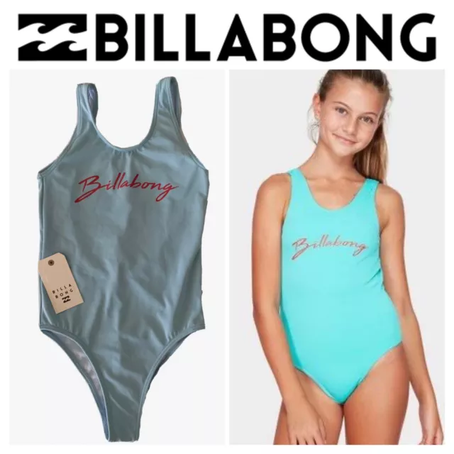 BNWT BILLABONG GIRLS KIDS TEEN NEW AGE ONE PIECE SWIMSUIT (10) RRP$70 Aquamarine