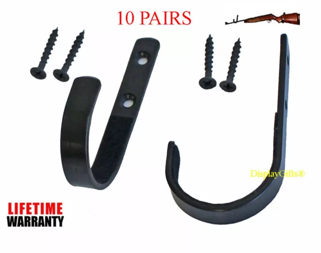 10 SETS (20 Hooks) Wall Mount Gun Rack Hooks Shotgun Bow Rifle Hangers