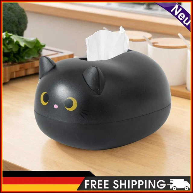LYEAA Kawaii caja de pañuelos, caja de pañuelos 2 en 1 con orejas de gato, palillo de dientes