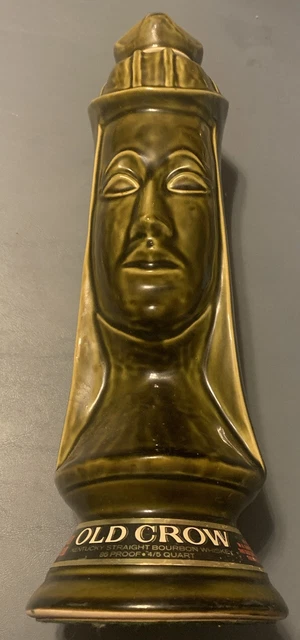 Vintage Old Crow chess Whiskey decanter Dark Queen