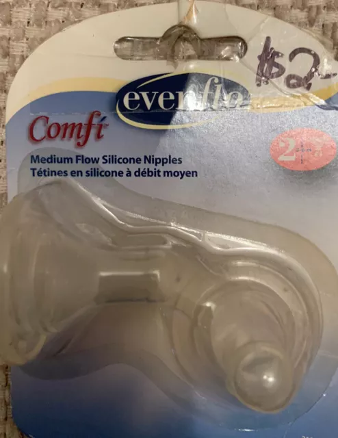 Evenflo-Comfi-Number 2--Medium Flow silicone nipples-New-K+B3