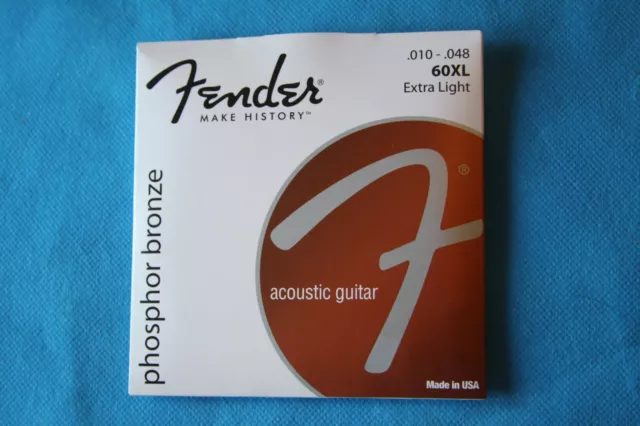 Fender 60XL Acoustic Phosphor Bronze Guitar Strings, Ex. Light, MPN 073-0060-402