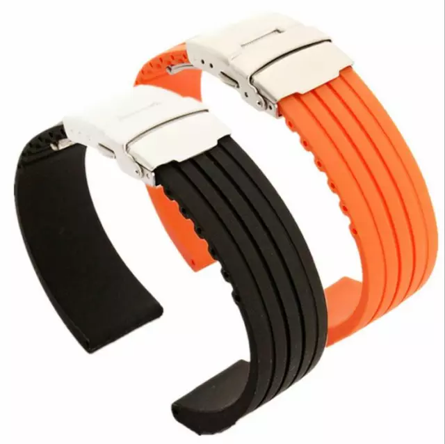 Watch Strap Silicone Rubber Watch Band Replacement Wrist Belt 18/20/22/24mm