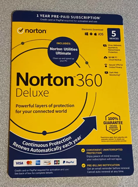 Norton 360 Deluxe + Utilities Ultimate 5 Devices 2024 Ready New 037648693837