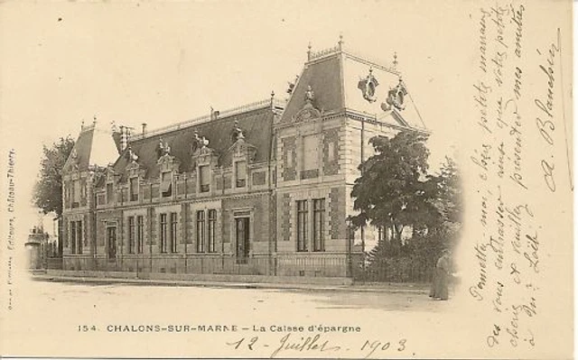 Cpa Chalons Sur Marne La Caisse D'epargne