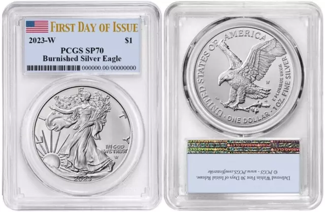 2023 - W Burnished Silver Eagle $1 PCGS SP70 First Day Of Issue