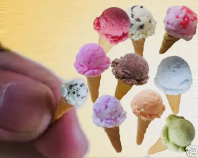 Barbie Dollhouse Miniature Food Mini Ice Cream Cones Tiny Dessert Mix Lot 👻🧲 5