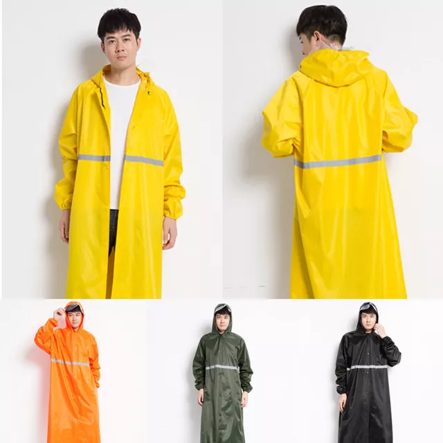 Womens Mens Waterproof Raincoat Long Trench Unisex Rain Coat Jacket Hiking US