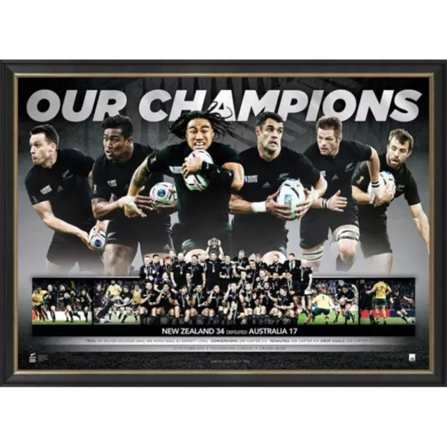 2015 All Blacks World Cup Champions Framed Rugby Union Sports Print Mccaw Carter