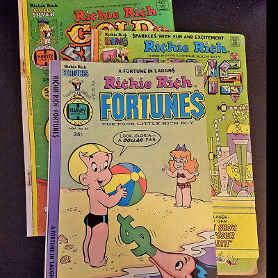 Lot of 3 Richie Rich comics by Harvey - Bronze Age  FREE SHIPPING