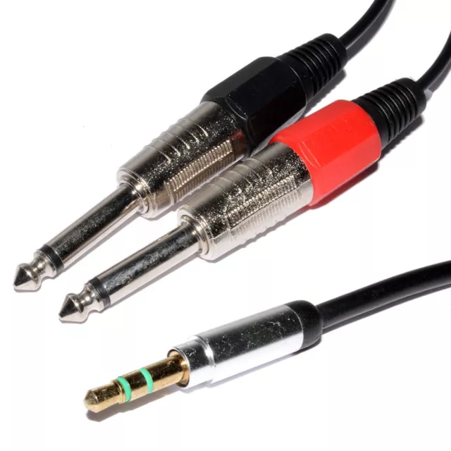 Conector estéreo de 3,5 mm enchufe a enchufes dobles 6,35 mm cable de bajo ruido 3 m