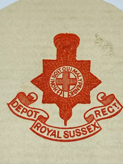 WW1 Depot Royal Sussex Regiment Embossed Crest Letter Head