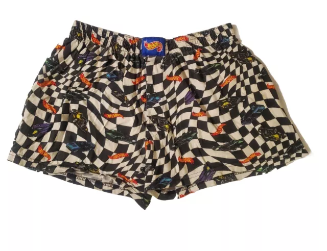 Vintage Mattel Hot Wheels Checkered Boxer Shorts PJ's Cotton Unisex Y2K Sz M