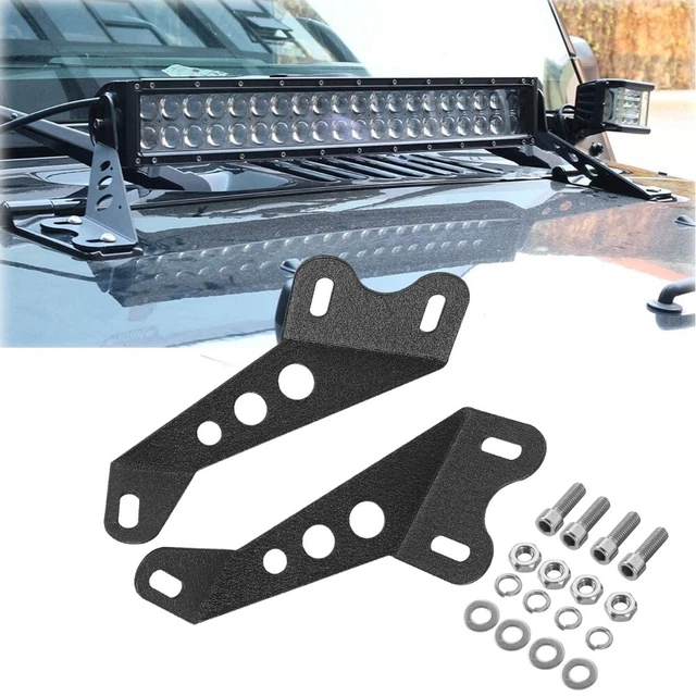 Hood Mounting Brackets for 20'' LED Light Bar for Jeep Wrangler JK 2007-17 Black