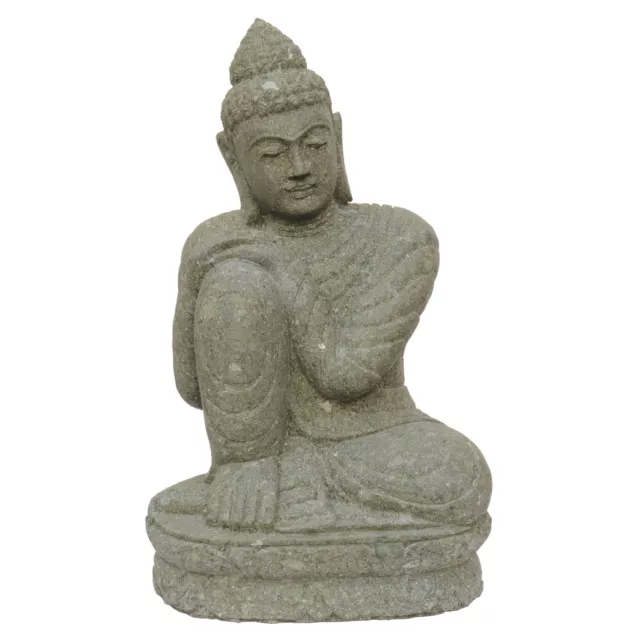 Buddha Figur Relax sitzend 75cm Steinfigur Deko Garten Lava Stein frostfest