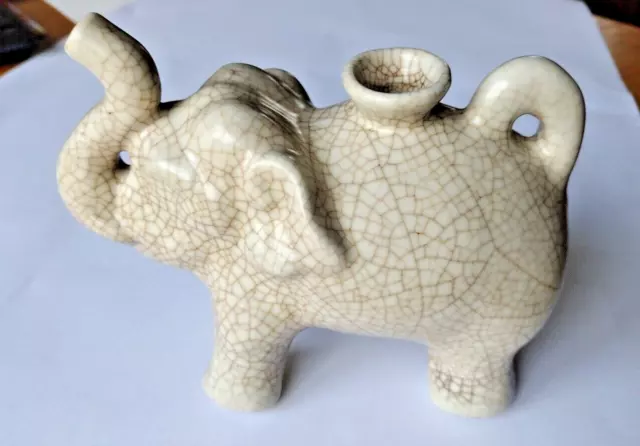 Vintage Elephant Shaped Porcelain Tea Pot Chinese 7"  Cracked Finish Excellent