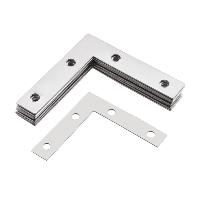 Flat Angle Bracket Plate L Shape Repair Brace, 51mmx51mm Silver Tone, 10Pcs