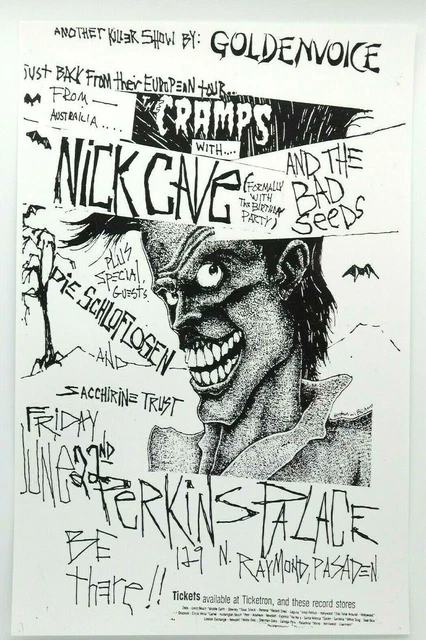 The Cramps Nick Cave And The Bad Seeds Perkins Palace Classic La Concert Poster The Cramps Nick Cave And The Bad Seeds Perkins Palace Classic La Concert Poster