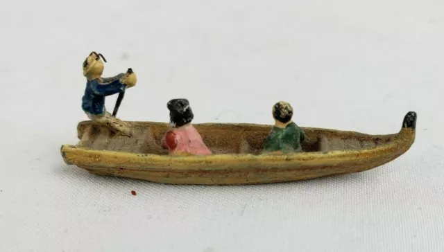 Superb antique japanese miniature 1" metal, Adell Venus collection, boat