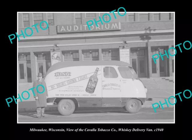 OLD LARGE HISTORIC PHOTO MILWAUKEE WISCONSIN, THE CAVALLA WHISKEY TRUCK c1940