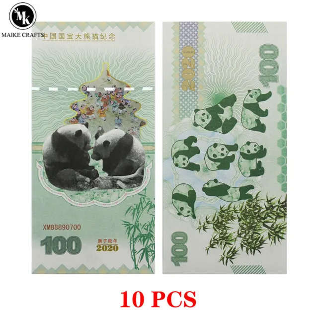 10 Pcs 2020 Chinese Panda Paper Money 100 Yuan Commemorative Banknote Collection