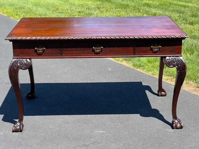 Vintage Queen Anne Carved Mahogany Desk