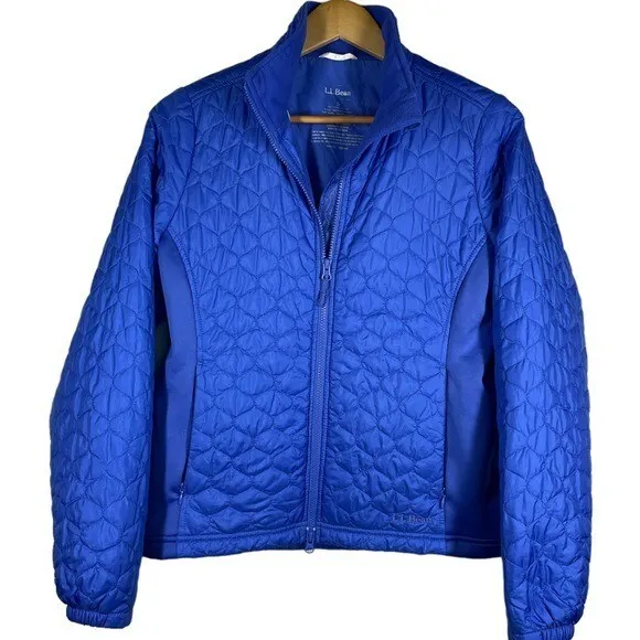 LL BEAN THINSULATE Quilted Lightweight Jacket S Blue Womens Zip Up ...