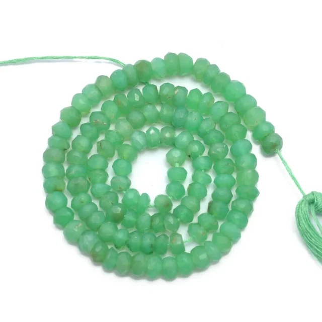 Naturel AAA Vert Chrysoprase Facettes 3-4mm Gemme Rondelle Perles 13 " Brin