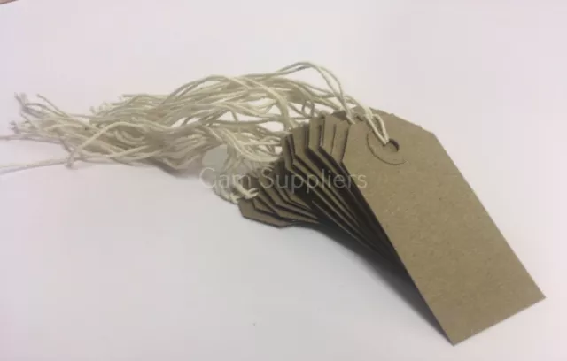 Merit Quality Brown Parcel Strung Tags 70mm x 35mm Tie On Craft Labels ST1