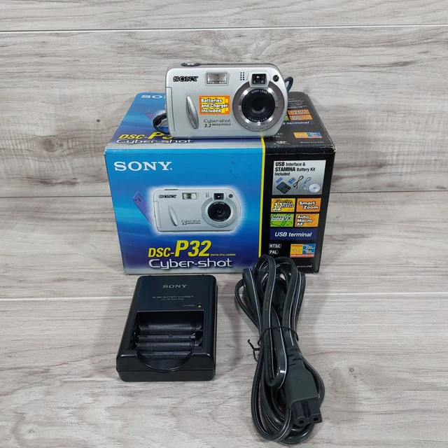 Cámara digital Sony Cyber-shot DSC-P32 3,2 MP con caja - ¡Funciona!¡!
