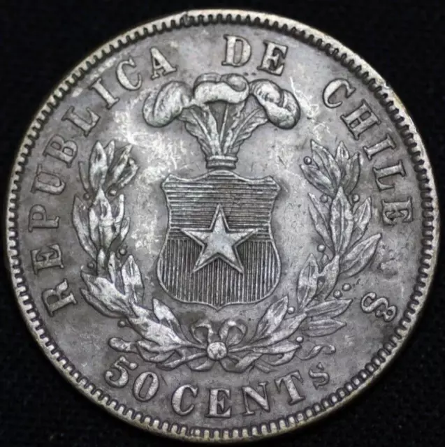 CHILE ~ 1868 ~ 50 Centavos ~ 90% ~ VF++ ~ Quality Coin ☘️ SILVER - #319 ☘️