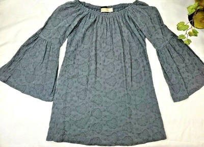 DEFECTS Urban Mangoz Womens Tunic Top or Dress Size S Off Shoulder Bell Sleeve