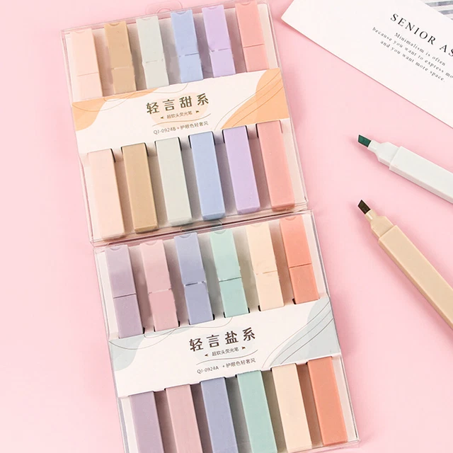(2)Stylos Marqueurs Souples Ensemble De Surligneurs 6 Couleurs Couleurs Pastel