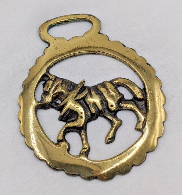 Brass Horse Medallion Vintage English Shire Work Draft Farm Farm Parade Show B