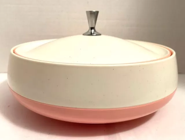 Melemac Bowl Lid Canister Bacron Bopp-Decker Pink White 8 1/2 x 3 Gift Collect