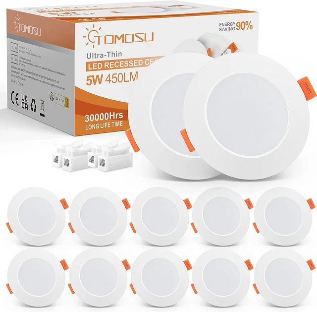 Lot De 10 Spots LED Encastrables Extra Plats 5W 450LM – Tomosu Blanc Neutre IP44