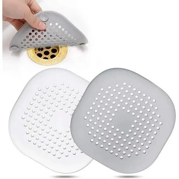 2x Silicon Drain Protector Sink Strainer Cover with Sucker Waste Stopper Catcher