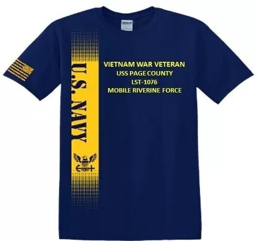 Uss Page County Lst-1076 Vietnam Mrf*Vinyl&Silk Screen*Navy Licensed Shirt