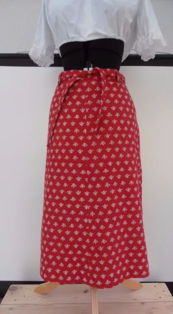 Vintage Trachten Rock NEU 44 rot A-Form Bahnenrock Landhausstil Folklore Dirndl