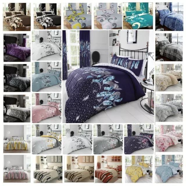 Reversible Duvet Quilt Cover Bedding Set Single Double King Size With Pillowcase