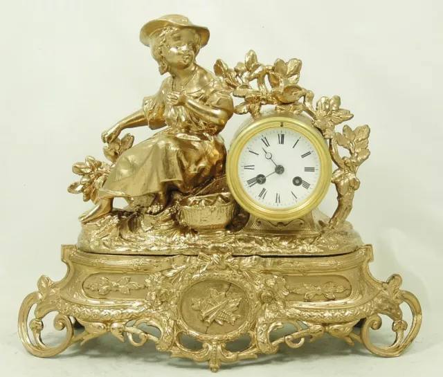 Wunderschöne Goldfarbene Kamin Uhr   ca 1860