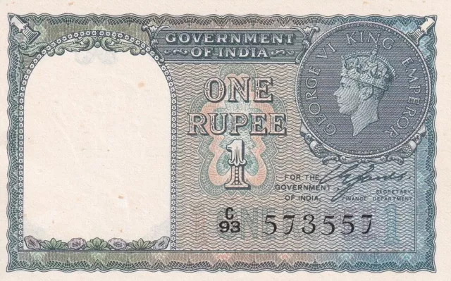 India 1 rupia ND 1940 P 25 a George VI UNC con tono