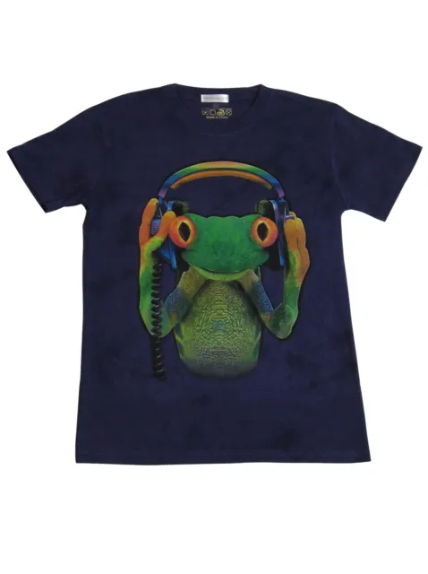 T-Shirt  3D Druck lustiger "Frosch mit Kopfhörer" für die Freizeit Party Schule