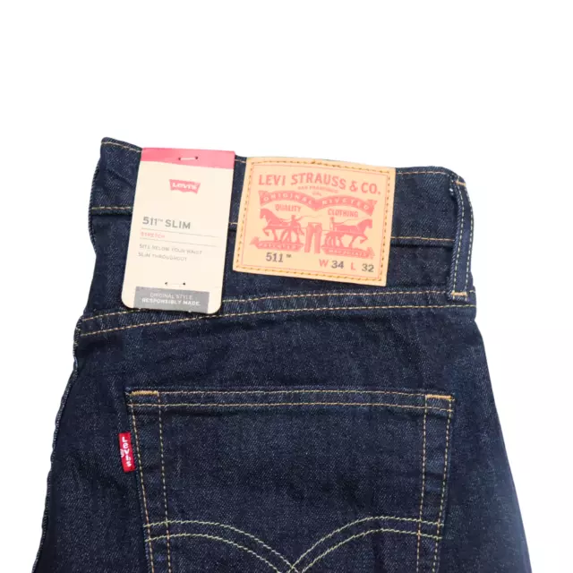 Mens Levis 511 Slim Fit Jeans Stretch Dark Blue 045111042 New With Tags 3