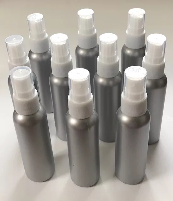 Silver PET Plastic Bottle. 2 oz With Mist Sprayer.  Wholesale Lot 100 Free Ship